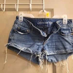 Cut off low rise shorts.